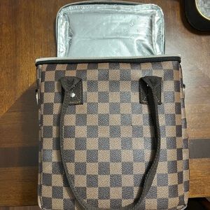 Brown checkered lunch box